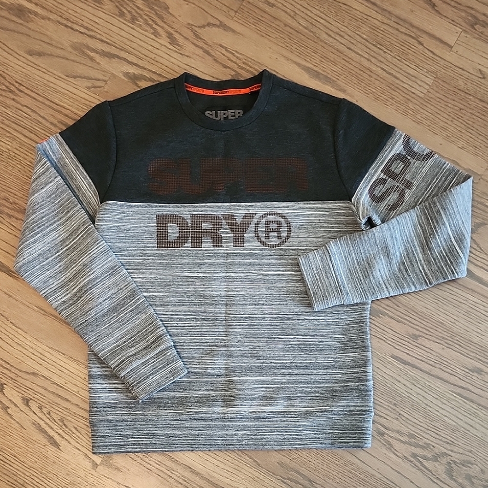 Superdry Gray Crewneck Sweater Sporty Design
